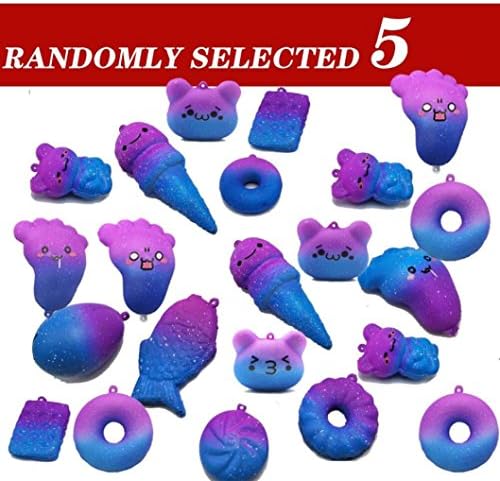 Wakeu Galaxy Kawaii Squishy Slow Rising Toy Package Random Big Feet Bear Doughnut Ice cream (5 pc)