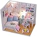 Flever Dollhouse Miniature DIY House Kit Creative Room With Furniture and Glass Cover for Romantic Artwork Gift(Rise And Shine&Blooming Summer Day)