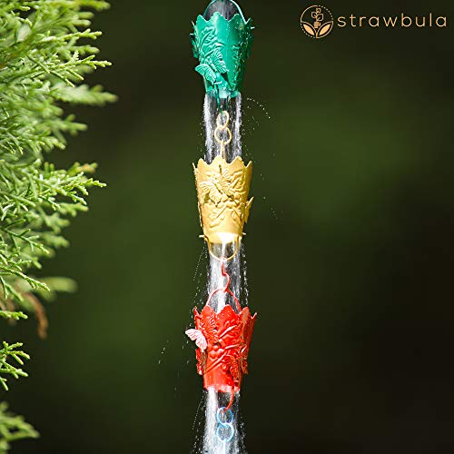 Strawbula Rain Chain for Downspouts, Premium Quality Rain Chains for