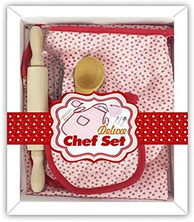 Hualieli Kids Baking Set, Children Bakeware Kit Include Apron,Oven Glove, Real Baking Supplies Kitchen Chef Costume For Children 6pcs