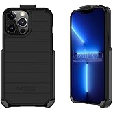 BELTRON Case with Belt Clip for iPhone 15 Pro, Slim Full Protection Hybrid Case & Rotating Belt Clip Holster with Built in Kickstand, Scratch Resistant/Shock Absorption (Jet Black)