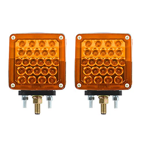 Grand General 77615 LED Pedestal Light (Square Double Faced Dual Function Amber/Red Pearl in Twin Pack)