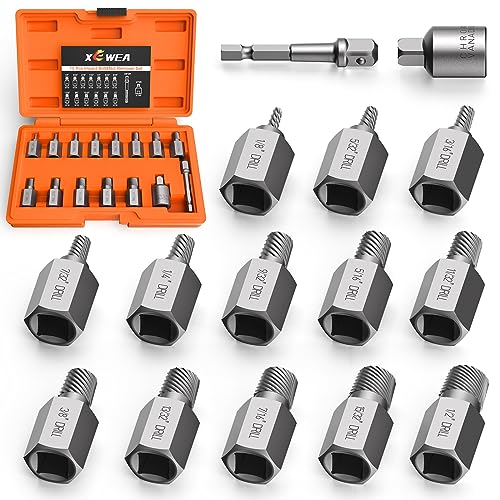 XEWEA Upgrade 15 Piece Screw Extractor Set, 3/8" Inch Impact Easy Out Stripped Screw Bolt