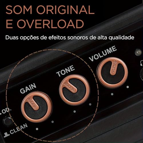 VEDO Amplificador de guitarra Aroma Mini de 5W, amplificador compacto para guitarra elétrica, ideal para prática, com Bluetooth e canais Clean e Overdrive. Portátil.