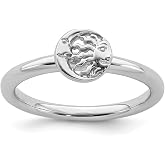 Solid 925 Sterling Silver Stackable Sun/Moon Ring Eternity Band