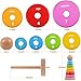 rolimate Wooden Ring Stacker Toy for Babies - Rainbow Tower - Wooden Toys Rainbow Stacking for Baby and Toddlers (Small)