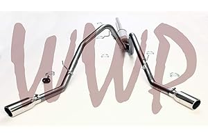 MVP AUTO PARTS Performance Stainless Steel SS409 Dual Split Side Exit Cat Back Exhaust Muffler System 4" Polished Tips Compatible With 04-08 Ford F150 4.6L & 5.4L V8 Pickup Truck