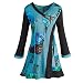 Women's Tunic Top - Colorblock Blue And Black Patchwork Blouse
