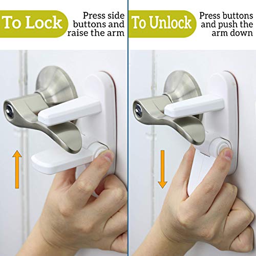 Improved Childproof Door Lever Lock 3-Pack Prevents Toddlers from Opening Doors. Easy One Hand Opera - //coolthings.us