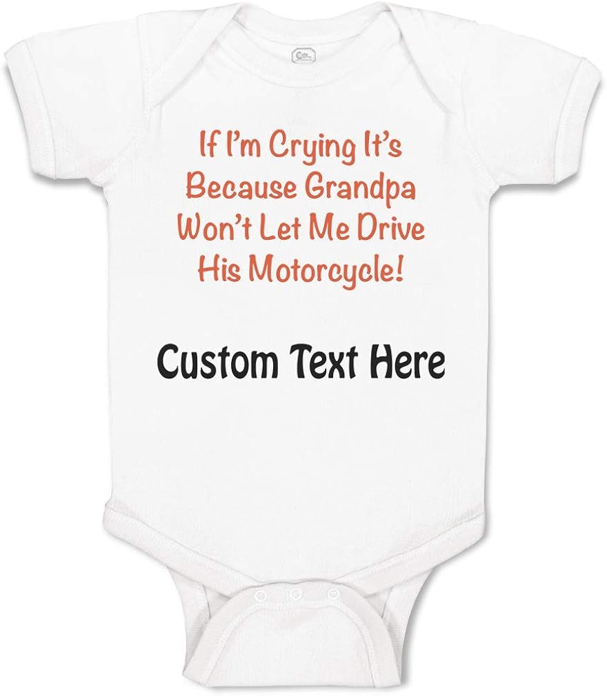 Custom Baby Bodysuit Grandpa Won't Let Me Drive Motorcycle Grandfather Cotton