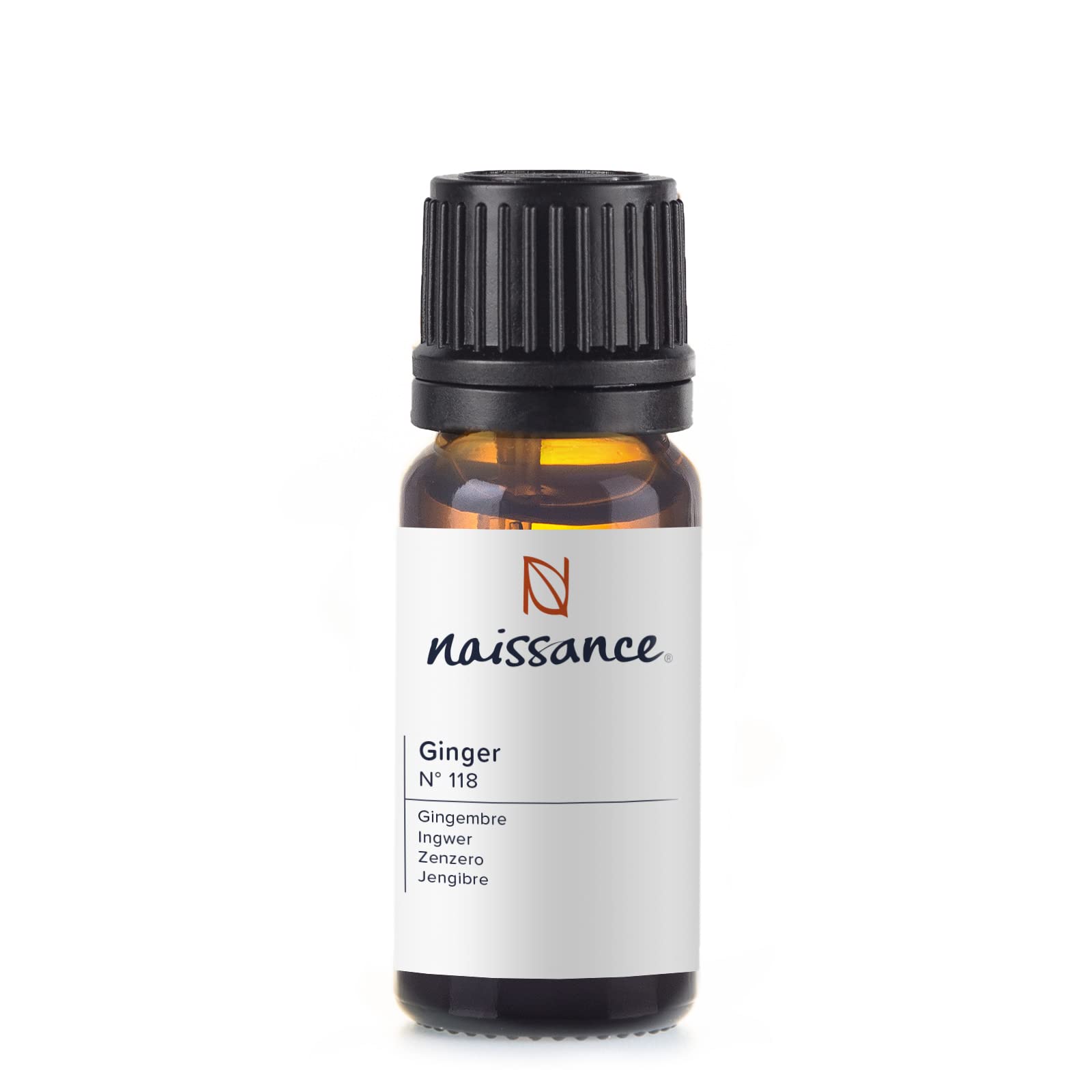 Naissance Ginger Essential Oil (No. 118) - 10ml - Pure, Natural, Cruelty Free, Vegan and Undiluted - for Use in Aromatherapy, Massage Blends, Humidifiers & Diffusers