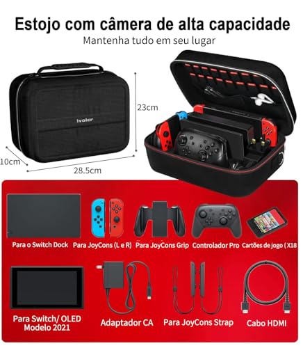 Case para Switch Oled, Case para Switch, Mochila de Armazenamento Compatível com Nintendo Switch