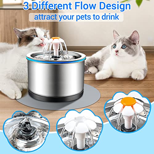 Cat Water Fountain Stainless Steel 84oz/2.5L Pet Water Fountain for