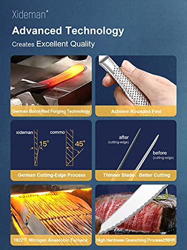 Xideman 24-piece hammered table cutlery with serrated knife 2 in 1 ultra sharp, 18/10 stainless steel cutlery set for 6 people, cutlery set knives, forks, spoons.