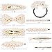 Pearl Hair Clips Accessories for Women - Set of 9 Cute Pieces Hair Clip Pins Bows Head Bands Barrettes with Pearls Ties Hair for Girls Braid Urban Styling Party Wedding Dresses Valentine’s Day Gifts
