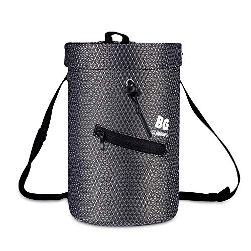 BG Climbing Chalk Bag XL with 2 Zippered Pocket and Elasticated Waistband Designed for Climbing, Bouldering or Big wall; Zippered pocket for large phone (iPhone XS MAX / Galaxy S10 Plus) - Thumbnail 7