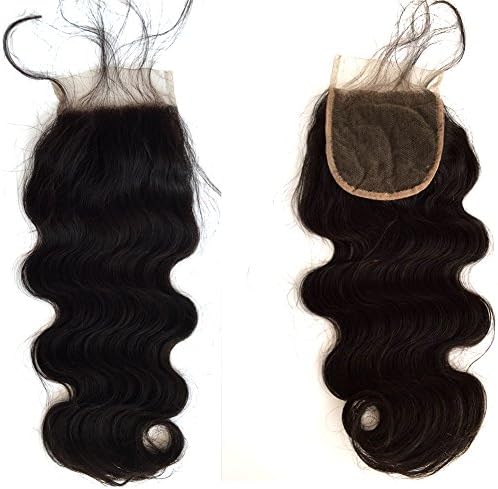Sunniess Hair Brazilian Virgin Hair 130% Density Free Part Body Wave 4x4inch Lace Closure Bleached Knots with Baby Hair Unprocessed Human Hair Natural Color (8inch)