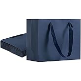 Umoonfine 8.7x3.9x7.1 Inches Navy Blue Gift Bags Bulk, 12 Pack Navy Blue Paper Gift Bags with Handles Navy Kraft Gift Wrap Bags for Wedding, Party,Shopping, Merchandise Business