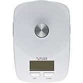 Taylor Digital Kitchen Scale with Backlight - 11 lb Max Capacity | 11 lb / 5 kg Capacity, 0.1 oz / 1 g Increments, Blue Backlight LCD, Tare Function, White