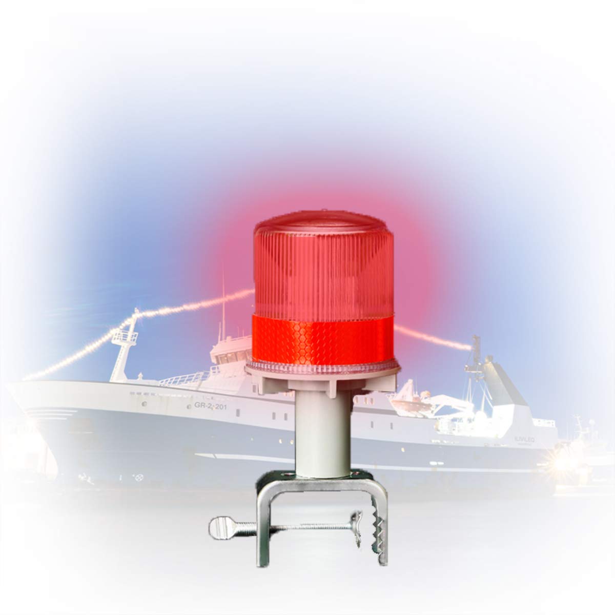 YHWD Navigation Lights Solar,Led Work Light,Boat Lights 1km Visual Distance,IP65,Detachable Bracket,for Small Boats Roads Construction etc,Red,Flashing