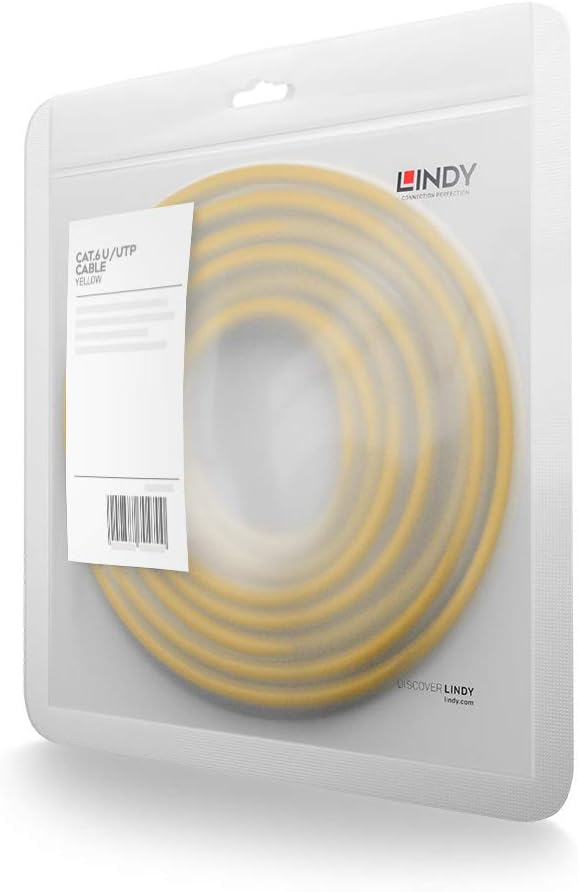 Lindy 0.5m Cat.6 U/UTP Ethernet Cable, Yellow - Image 4