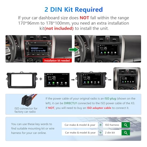 Eonon 7 Inch QLED Double Din Headunit Linux Car Stereo Wireless CarPlay Android Auto Bluetooth USB DSP Support Type-C USB Fast Charge Touchscreen MirrorLink Video In/Out AUX In with Backup Camera X3