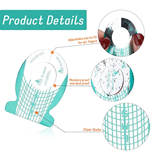 G2PLUS Nail Forms, 500 PCS Nail Art Tip Shape Guide Stickers, Acrylic Gel Manicure Extension Tool for DIY and Home Use Salon Supplies (Green) - Image 4