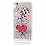 iPhone 6s Case, NJUTech Creative Design Flowing Liquid Quicksand Adorable Floating Luxury Bling Glitter Sparkle Love Heart Hard Case for Apple iPhone 6S, iPhone6(4.7")-Red Heart
