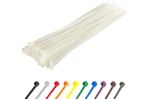 GTSE 14 Inch White/Clear Zip Ties, 100 Pack, 50lb Strength, UV Resistant Long Nylon Cable Ties, Self-Locking 14" Tie Wraps