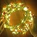JOJOO 4 Pcs Light Up Headband Wreaths Fairy LED Rose Flower Headband Floral Leaf Wrap Crown Hair Garland for Christmas Festival Wedding Beach Halloween Party,LT036