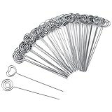 Willbond 60 Pieces Metal Wires Memo Clip Note Card Holders Table Number Clip Photo Stand for Wedding Party Cake Decor, Round and Heart Shape, Silvery
