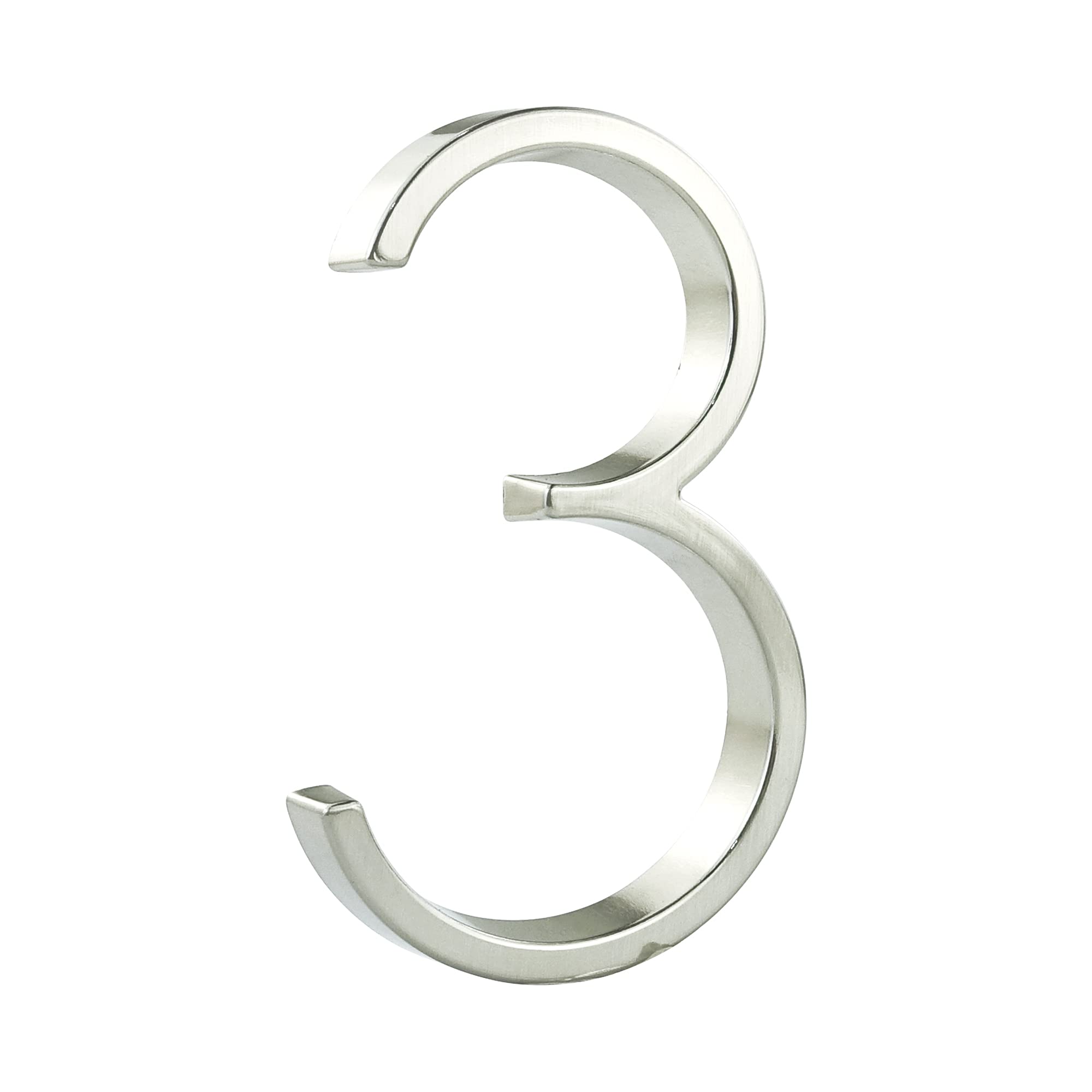 HASWARE Floating House Number Sign: 5 inch Modern Door Signage - Striking for Street Home Address Numerals (3, Silver)