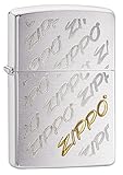 Zippo Logo Pattern Pocket Lighter, Brushed Chrome