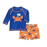 Child of Mine by Carter's Newborn Toddler Boys Rash Guard Swim Set Blue/Orange Crab