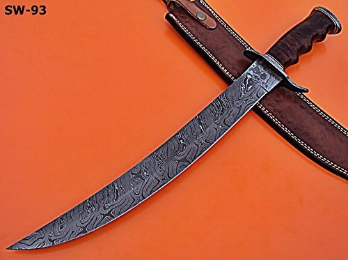 Sw-93, Handmade Damascus 21.4 Inches Sword. Solid Rose Wood Handle(Handle/Sheath may vary)
