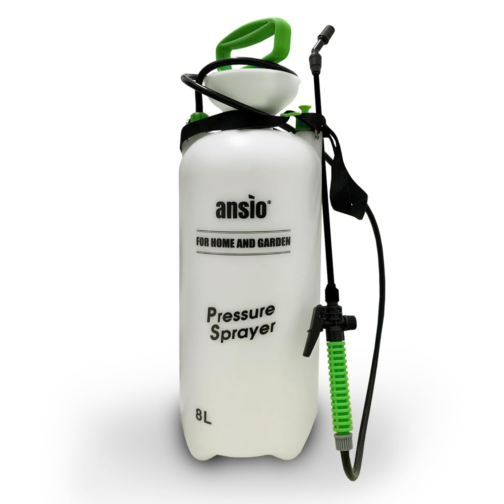 ANSIO® Garden Sprayer 8 litre Pressure Pump Action, Weed Killer,Water Pump Sprayer, Ideal with Pesticides, Insecticides, Fungicides