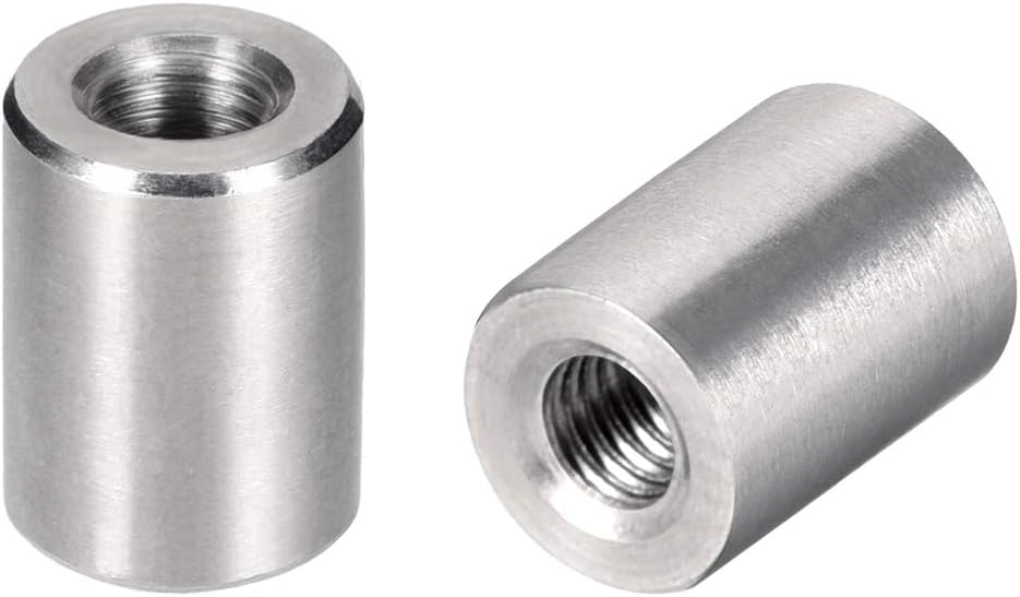 sourcing map M3 Round Connector Nuts, 304 Stainless Steel Coupling Nut 8mm/0.31inch Length,Pack of 20, Silver, M3x8mm(20 pcs)