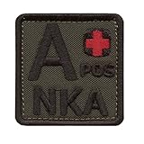 Olive Drab A POS A+ NKA Blood Type OD Green Embroidered Fastener Patch