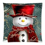 Christmas Snowman Custom Zippered Square Cushion Cover Case, 18-inch x 18-inch