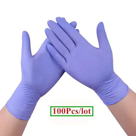 Lukzer 100 Pcs Disposable Nitrile Gloves Powder Free Non-Sterile Large Size/Household Gloves Disposable Gloves/Home Household Cleaning Gloves Indoor/Gloves for Houselhold, Hotel, Hospital