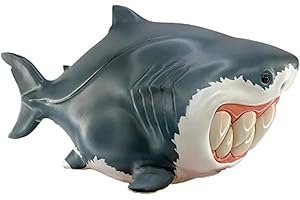 Humorous Fish with Smiling Teeth Resins Figurine Creative Animal Statue for Home Office Desktop Shelf Decoration Gift Cute Re