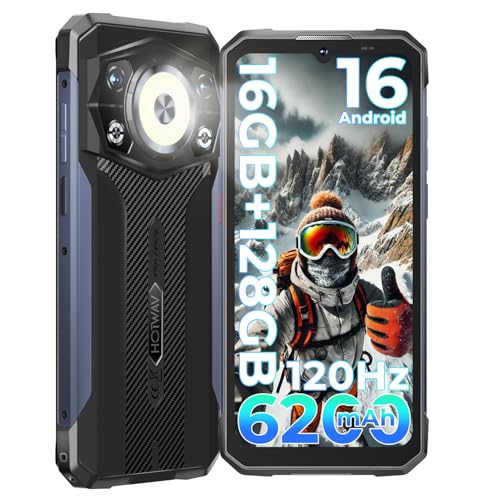 HOTWAV Cyber 17 Outdoor Mobile Phone 2026, 16GB + 128GB/2TB, Android 16 Outdoor Smartphone Without Contract, 48MP + 16MP, 6200mAh, 6.75 Inch 120Hz, IP69K Waterproof, Gemini AI, NFC/Fingerprint/Face ID | Outdoor Smartphone Ohne Vertrag 48MP+16MP, 6200mAh, IP69K Wasserdicht, Gemini AI, NFC/Fingerprint/Face ID/Dual SIM/GPS/OTG