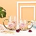 COAWG Flower Glass Tea Mug, 11oz-2Pcs Handmade Butterfly and Blue Rose Glass Cup with Handle, Unique Personalized Birthday Women Mother Grandma Teachers