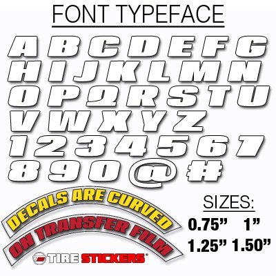 Tire Stickers - Create Your Own Custom Tire Lettering Add-On Accessory - DIY/Easy/Glue & 2oz Touch-Up Cleaner - Custom Sizing/Yellow (Pack of 8)