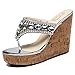 getmorebeauty Women's Silver Diamante Weave Flip Flop Summer Sandals (US 8, Silver)