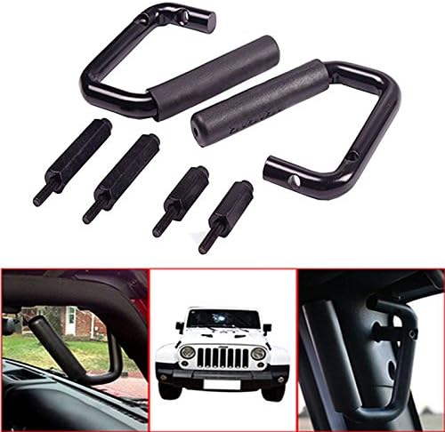 Grab Bar Front Grab Handle for 2007-2018 Jeep JK Wrangler &amp; Unlimited 2/4 Door - Pair (Black)