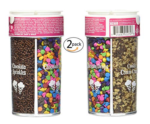 Dean Jacob's 4in1 Chocolate Accents ~ 4.68 oz 2 pack ► Chocolate Sprinkles ► Chocolate Drops ► Cookie Cream Crunch ► Dark Chocolate Crunch - delicious edible dessert decorations - Thumbnail 6