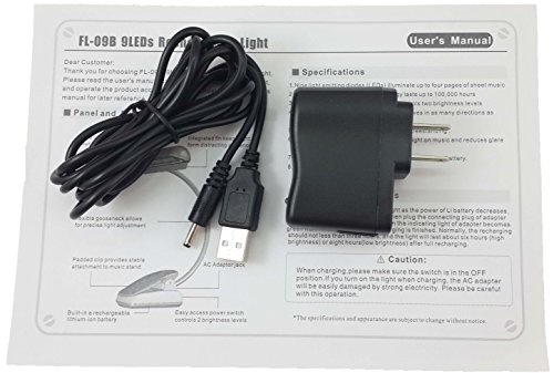 SumDirect Clip-on Rechargeable LED Music Stand Light with Adapter - Thumbnail 4