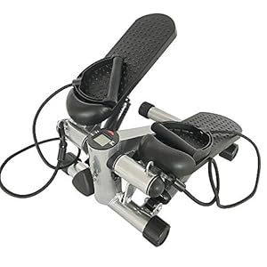Steppers, Hydraulische Stepper, Stepper Fitness, met 2 Elastic Touw (Zwart grijs)
