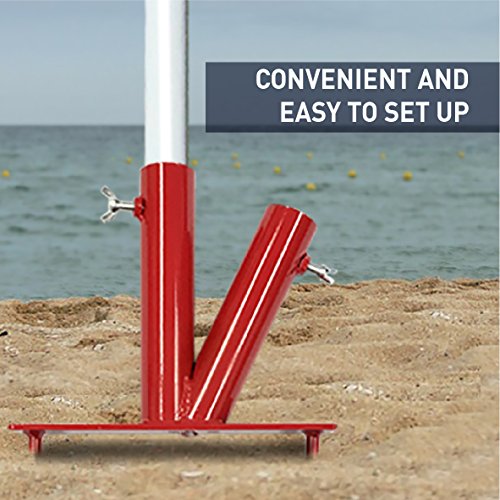 EasyGO Products Umbrella Stand - Sports Dual Umbrella Holder - Fishing Pole Stand - Beach Umbrella Stake, Red - Thumbnail 2